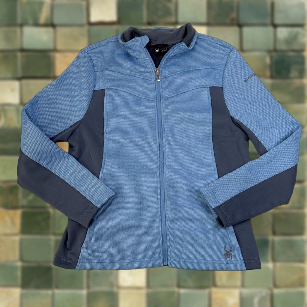Spyder Spyder Jacket Womens Large Powder Blue Full Zip Waffle Knit Fleece Ski Snowboard Size L / US 10 / IT 46 - 1 Thumbnail