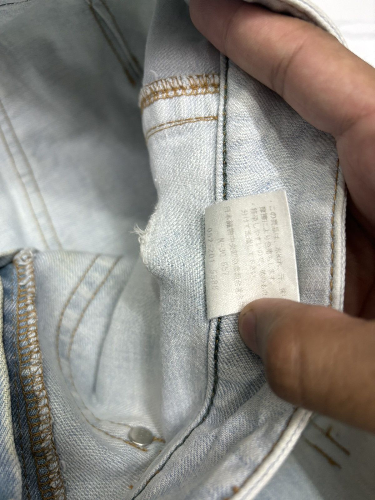 If Six Was Nine × Le Grande Bleu (L.G.B.) × Tornado Mart RARE🔥VINTAGE BACK NUMBER FLARED JEANS FADED DENIM Size US 32 / EU 48 - 11 Thumbnail
