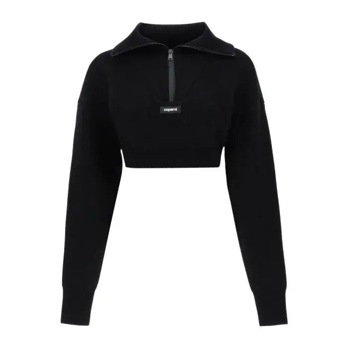 image of Coperni O1S22I1N0424 Cropped Sweater In Black, Women's (Size Large)