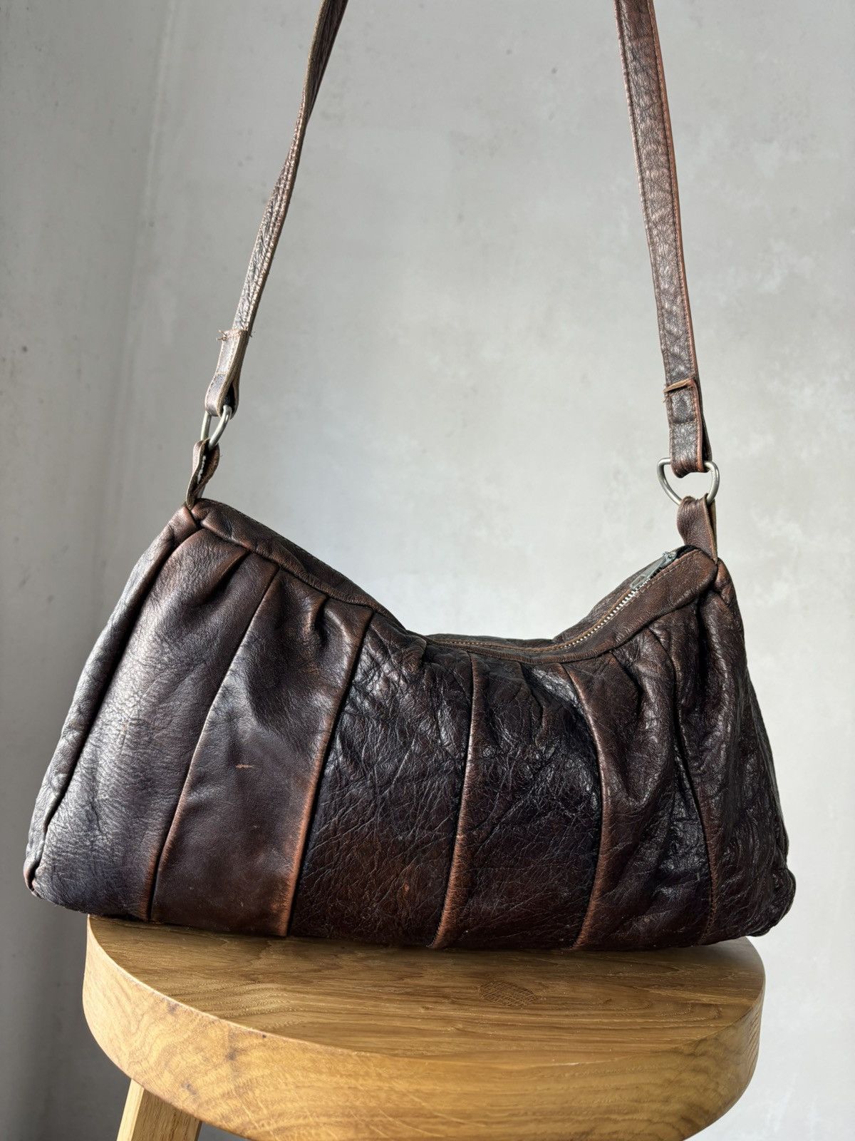 Genuine Leather × Vintage Vintage 60s Plaeted Leather Shoulders Bag Size ONE SIZE - 5 Thumbnail