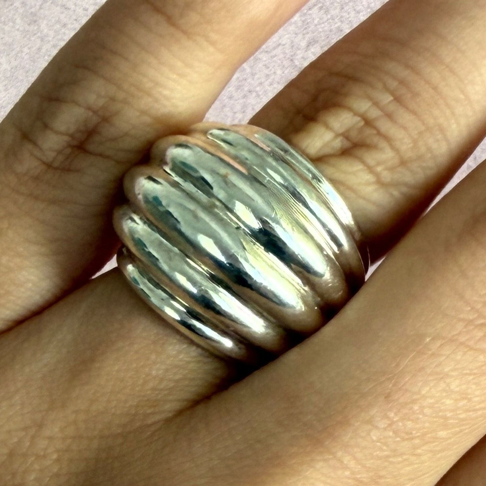 Sterling Silver taxco mexico sterling silver scalloped dome ring size 5.5 Size ONE SIZE - 1 Thumbnail