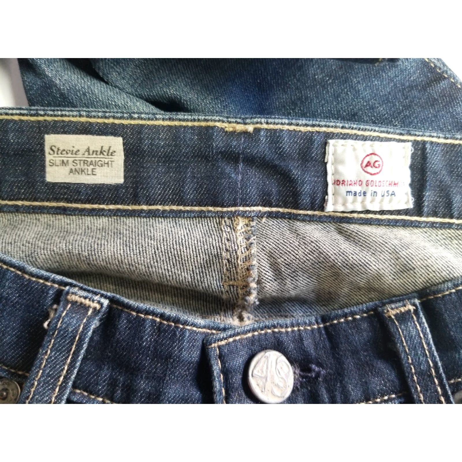 Vintage Adriano Goldschmied Jeans Womens 29R Blue Stevie Ankle Slim Straight Distressed Jeans Size 29" - 7 Thumbnail