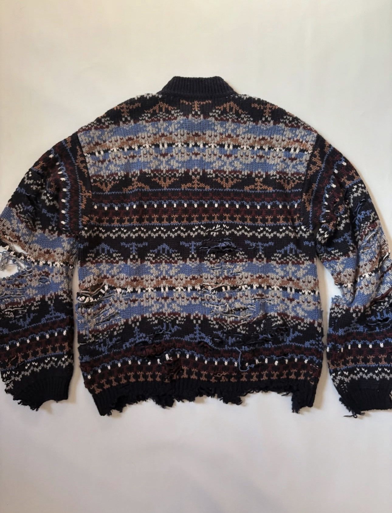 Balenciaga FW21 Balenciaga Fair Isle Destroyed Distressed Knit Size US M / EU 48-50 / 2 - 3 Thumbnail