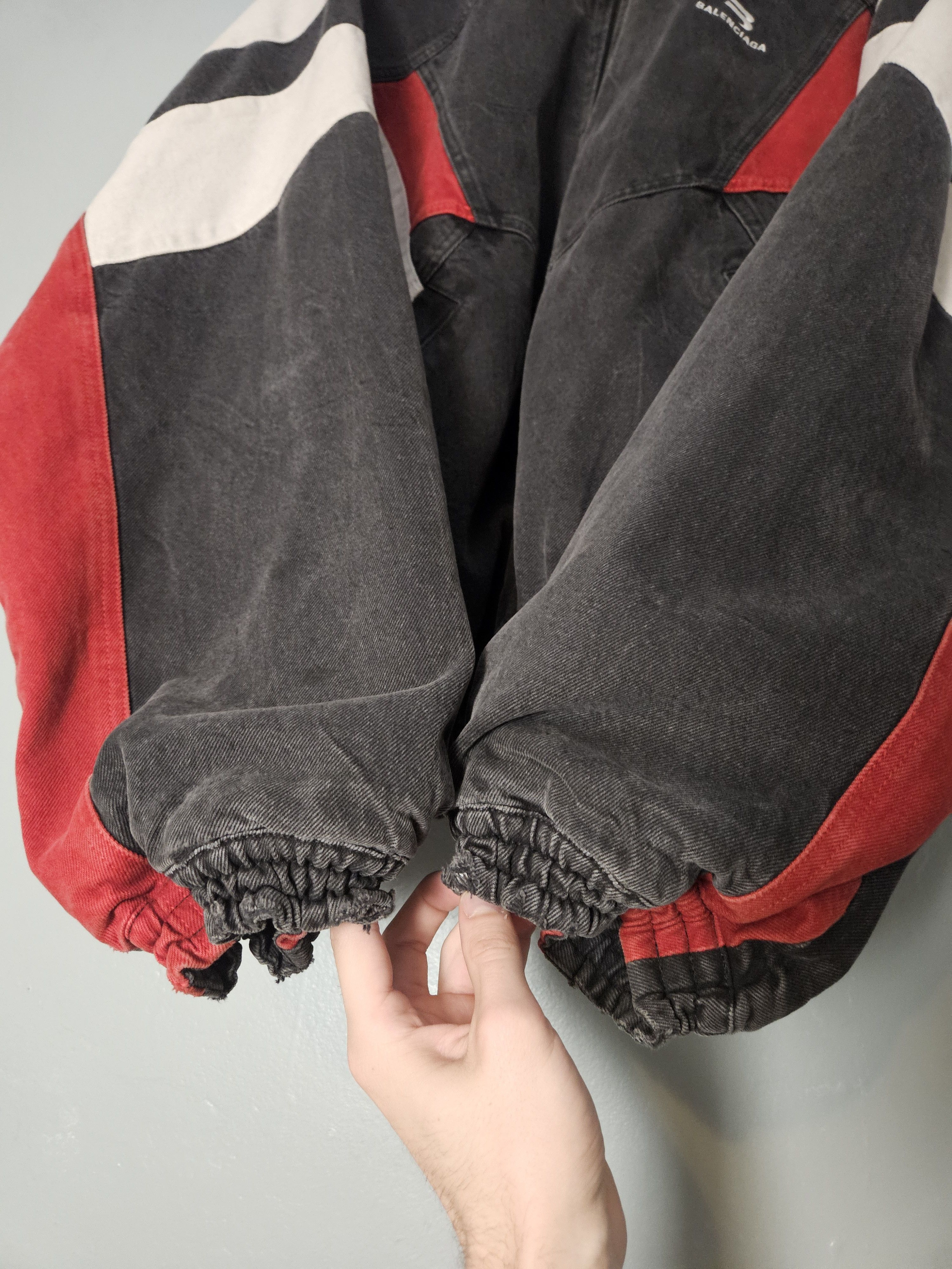 Balenciaga Sporty B Colorblock Japanese Denim Zip Up Track Jacket Size US L / EU 52-54 / 3 - 6 Thumbnail