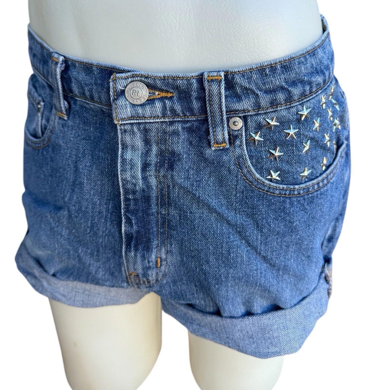 Lauren Ralph Lauren Vtg Ralph Lauren Star Studded Cut Off Jean Shorts 14 W-33” Size 36" / US 14 / IT 50 - 2 Thumbnail