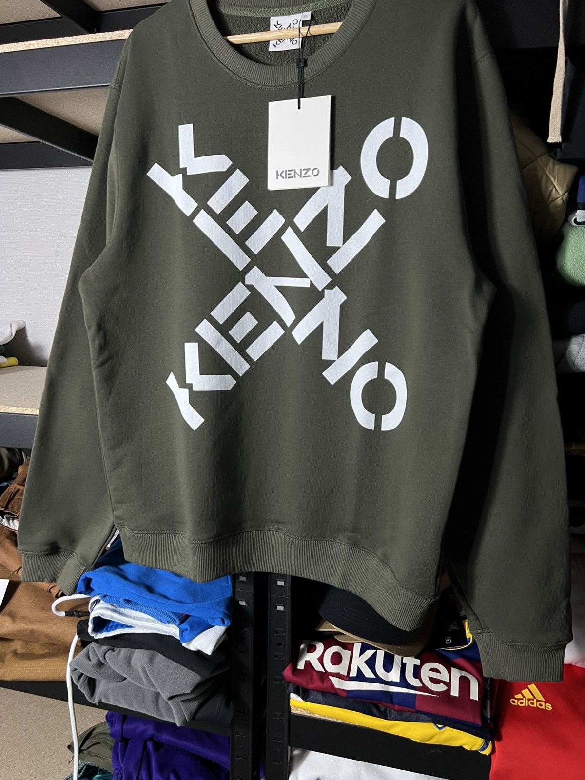 Kenzo 🔥NWT KENZO Cross Logo Sweatshirt Olive Green – Size XL Size US XL / EU 56 / 4 - 3 Thumbnail