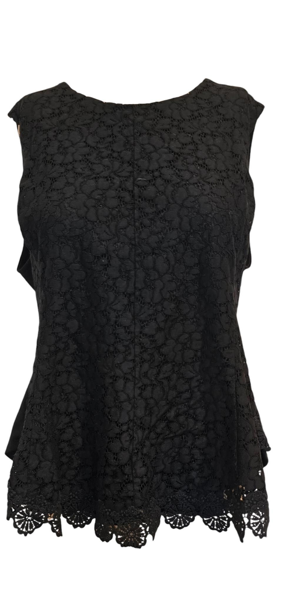 Designer Elegant Black Lace Sleeveless Top Size XL / US 12-14 / IT 48-50 - 1 Thumbnail