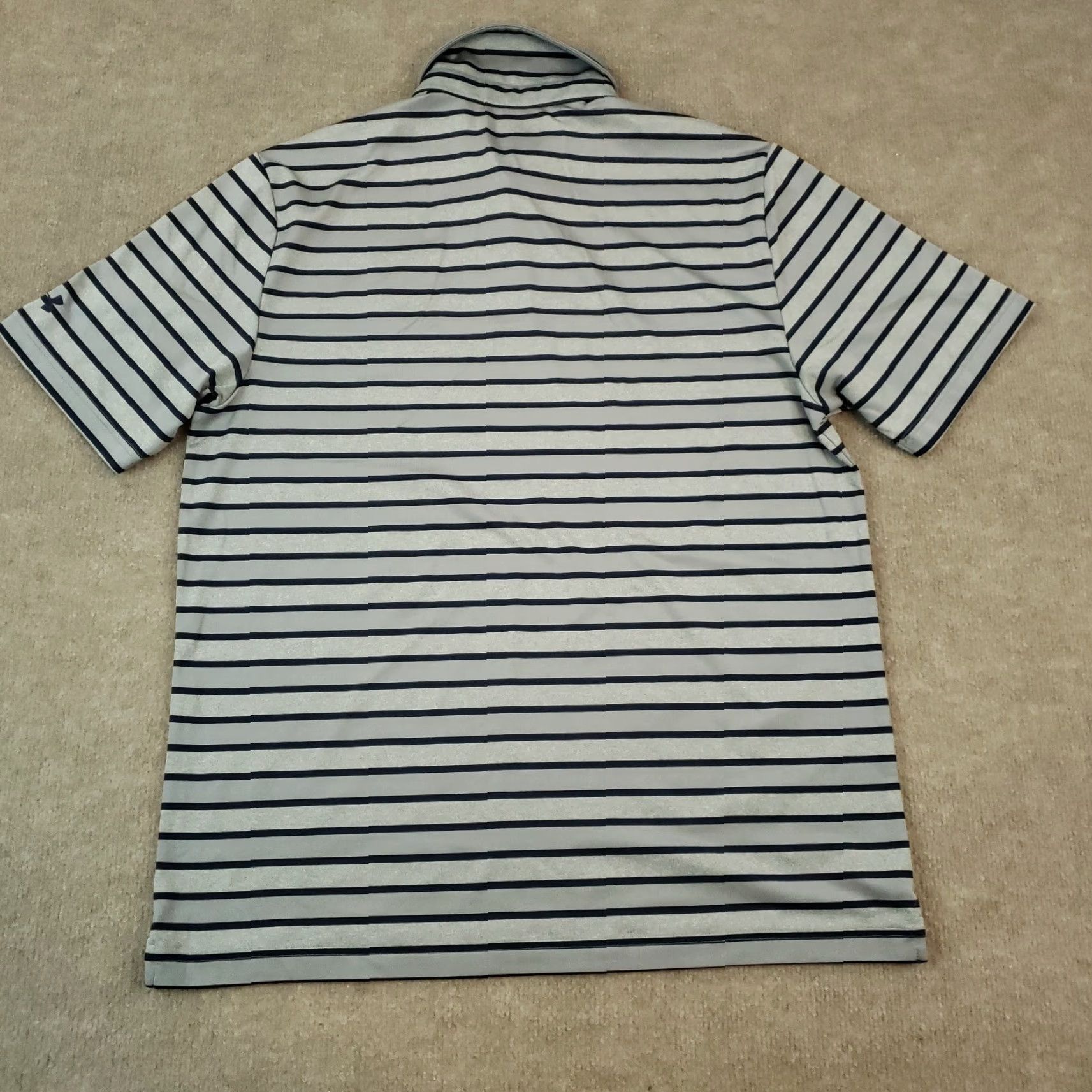 Under Armour Under Armour Polo Shirt Mens Large Gray Striped Golf Activewear Loose Stretch Size US L / EU 52-54 / 3 - 8 Thumbnail