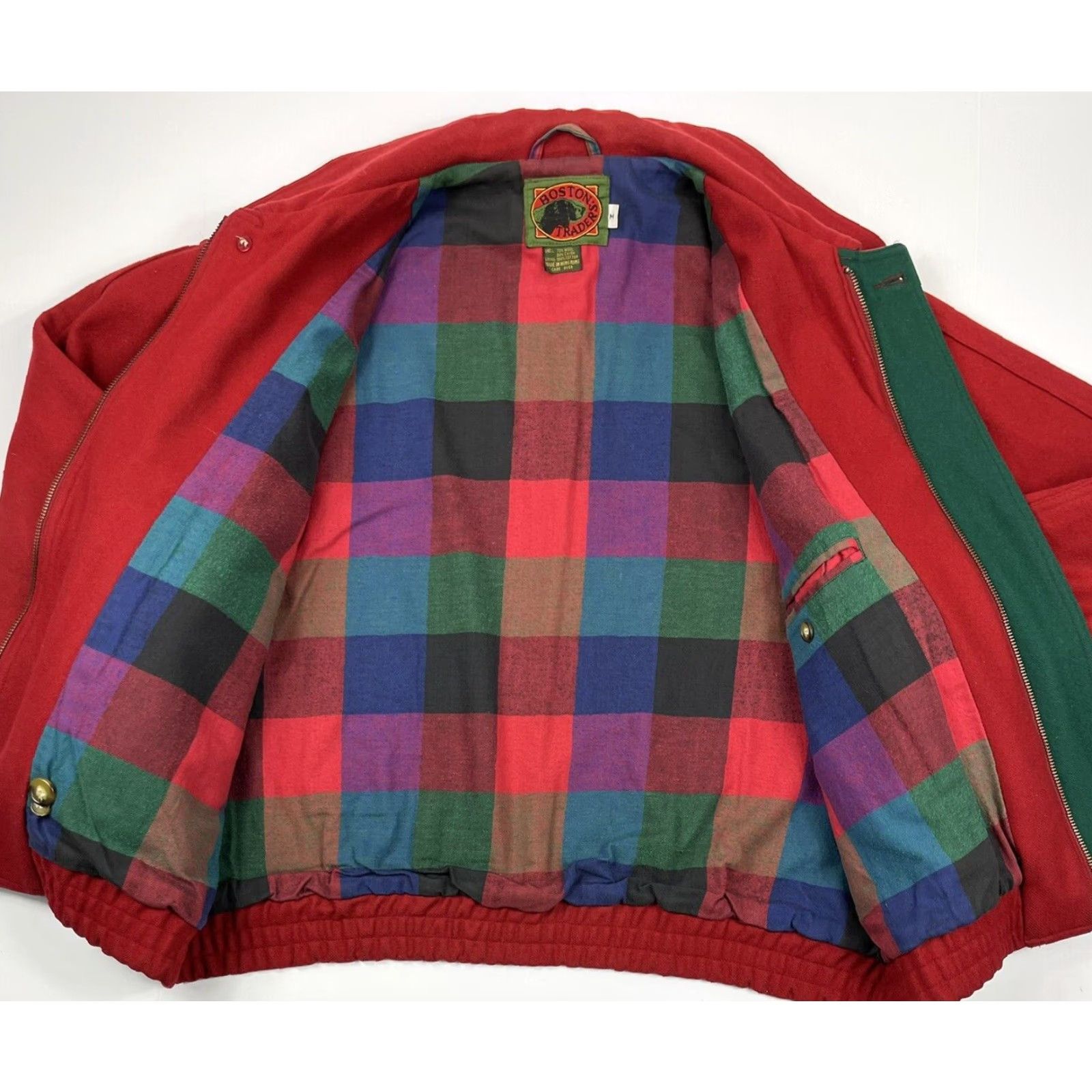 Vintage VINTAGE Boston Traders Wool Flannel Lined Bomber Jacket Unisex Adults M Red 90s Made in Hong Kong Size US M / EU 48-50 / 2 - 4 Thumbnail