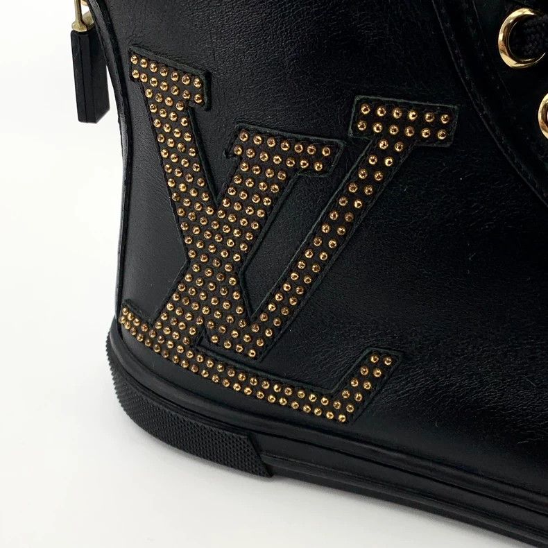 Louis Vuitton Louis Vuitton Black metal studded lace-up casual high-tops Size US 5 / IT 35 - 6 Thumbnail