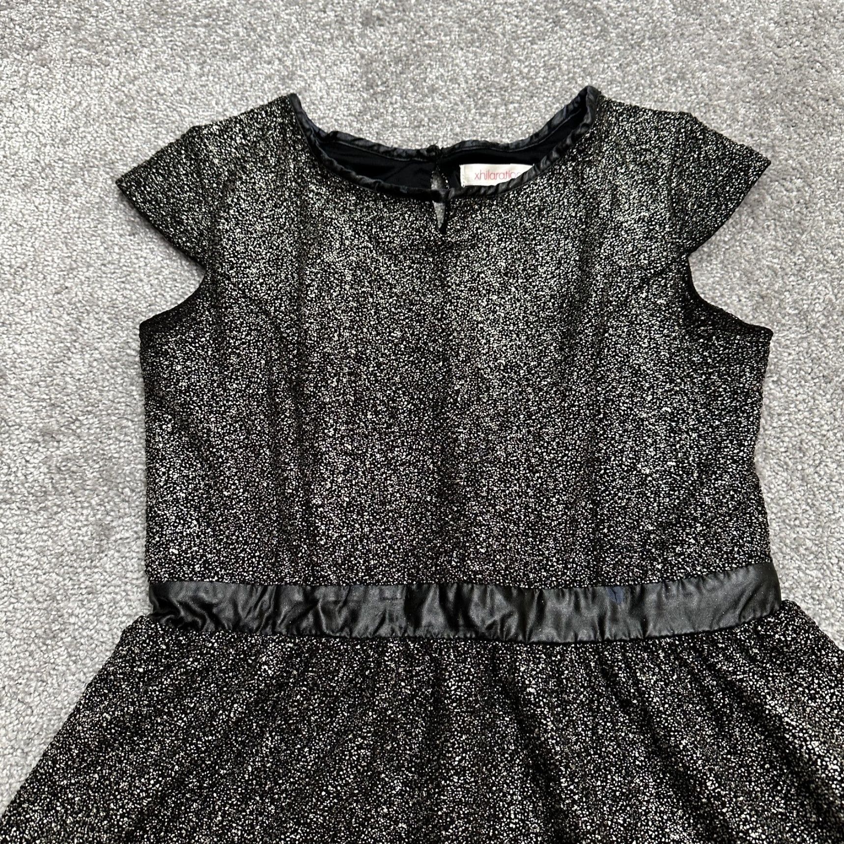 Vintage Xhilaration Dress Juniors XL Black A-Line Cap Sleeve Round Neck Glitters Size XL / US 12-14 / IT 48-50 - 3 Thumbnail