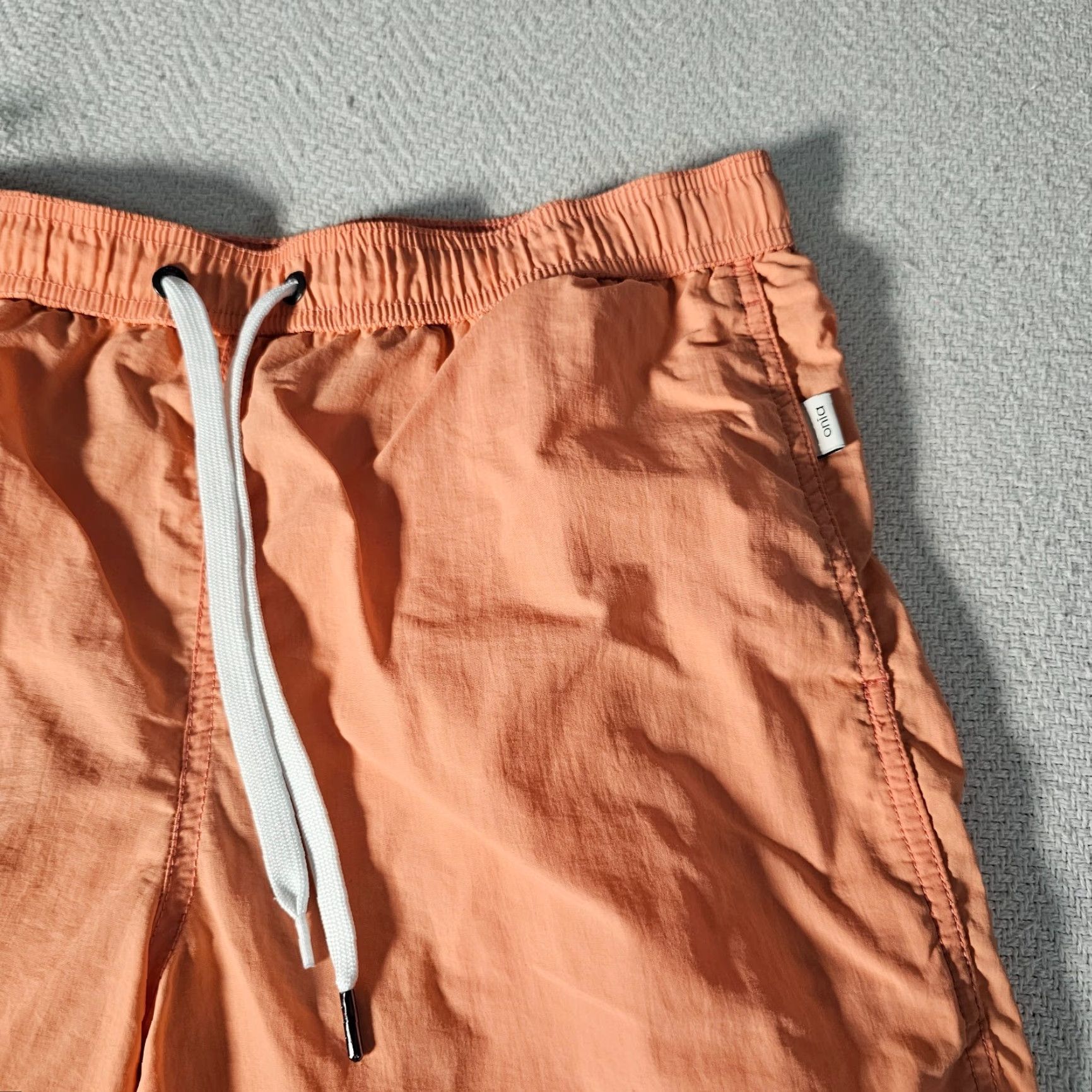 Onia Onia Board Shorts Men L Orange Nylon Solid Beach Casual Drawstring Elastic Waist Mens Size US 33 - 2 Thumbnail
