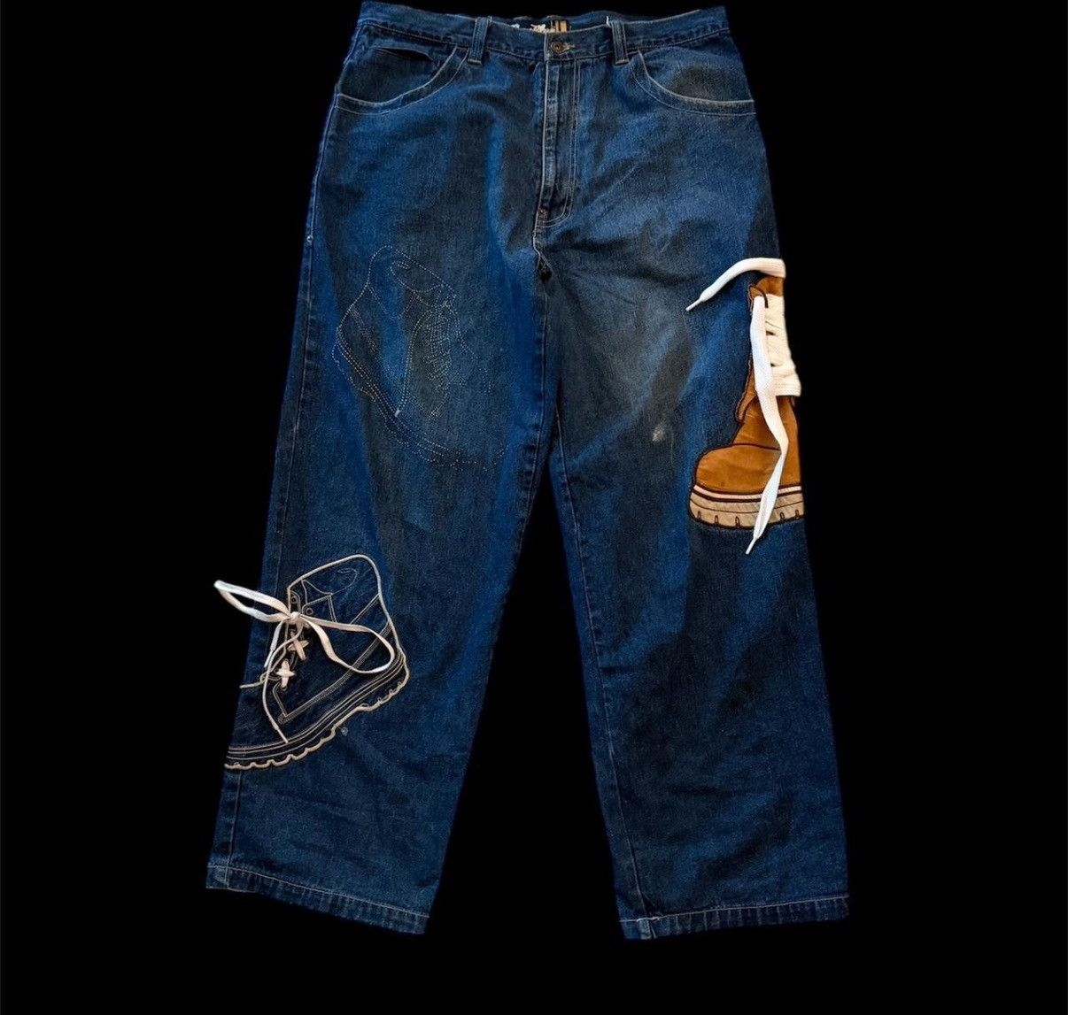 Vintage Raw Blue Shoelace Pants Size US 36 / EU 52 - 2 Thumbnail
