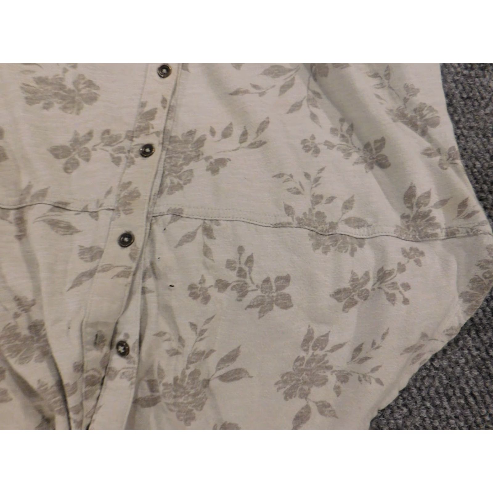 Vintage Sonoma Blouse Women L Gray Floral Button Down Stretch Casual Shirt Size L / US 10 / IT 46 - 4 Thumbnail