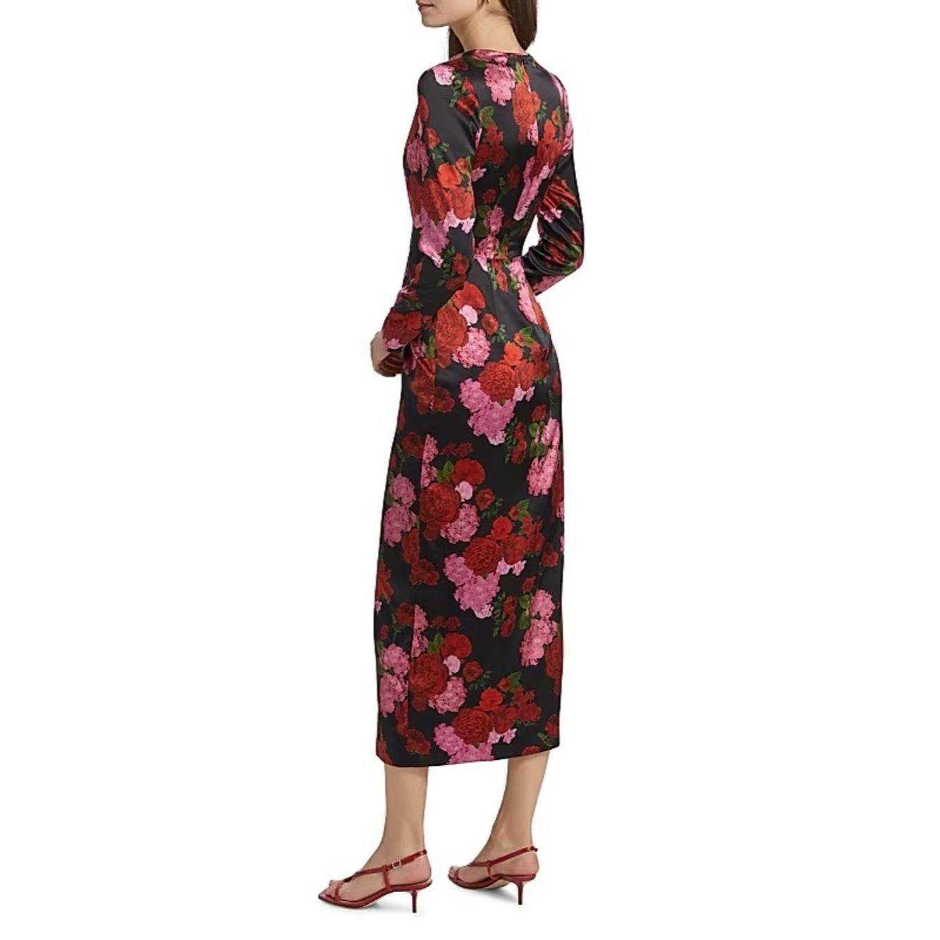 Generation Love Generation Love Silvanna Floral Satin Maxi Dress Red Pink B Size S / US 4 / IT 40 - 3 Thumbnail