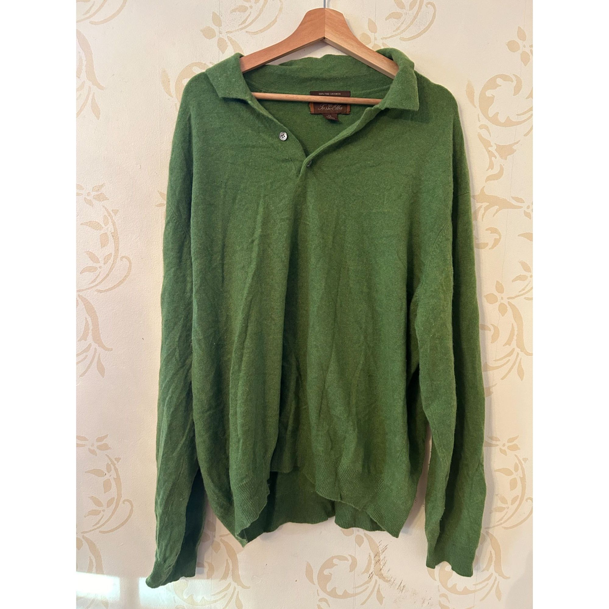 Mens XXL Tasso Elba 100% Fine Cashmere Green Sweater