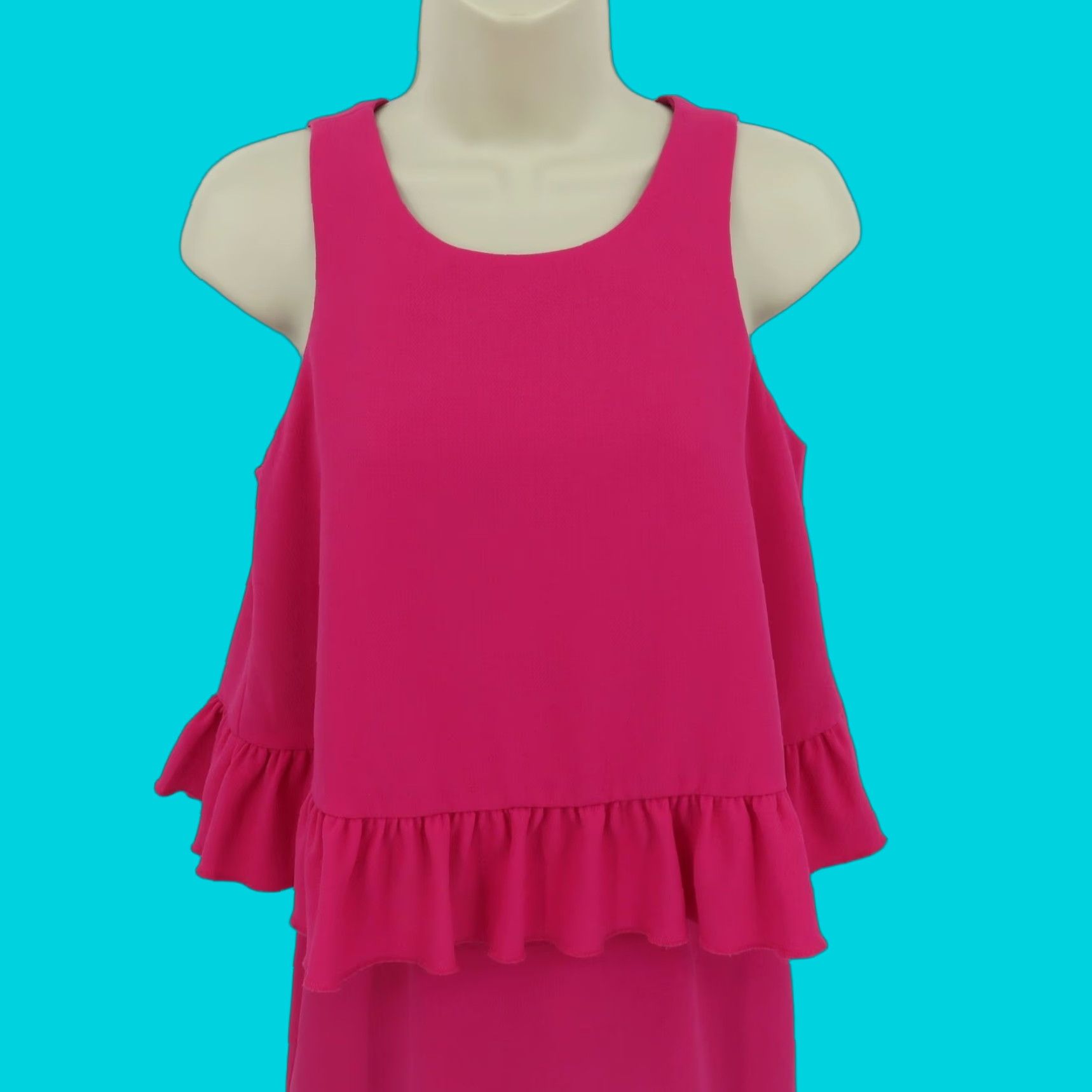 Trina Turk Trina Turk Dress Women 0 Kayleen Classic Crepe Pink Ruffle Hem Back Zip Sheath Sleeveless Party/Cocktail Vintage No Size XS / US 0-2 / IT 36-38 - 1 Thumbnail