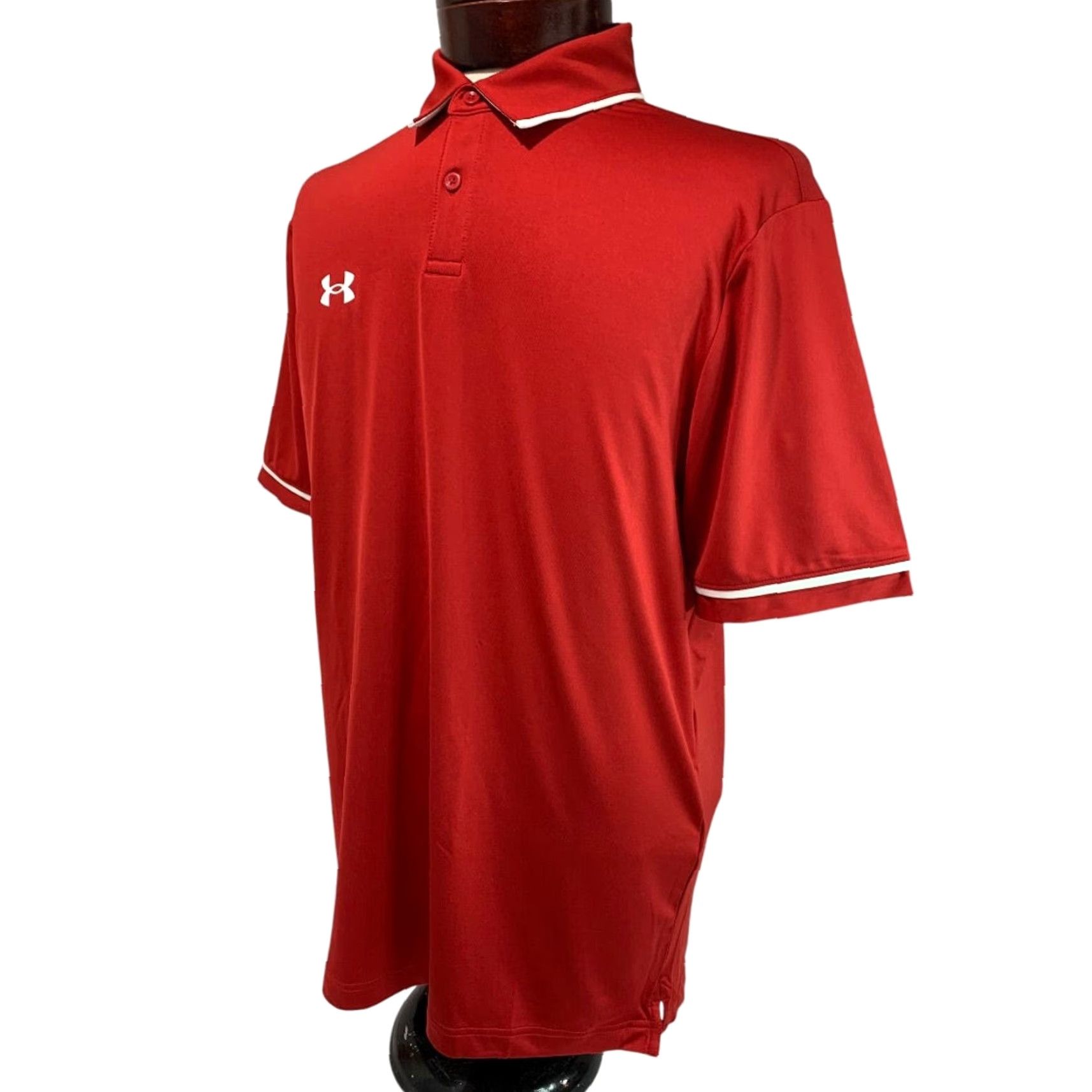 Under Armour VINTAGE? Wait not vintage. Under Armour Mens Polo Shirt M Red Team Polo Shirt 1376904 Size US M / EU 48-50 / 2 - 3 Thumbnail