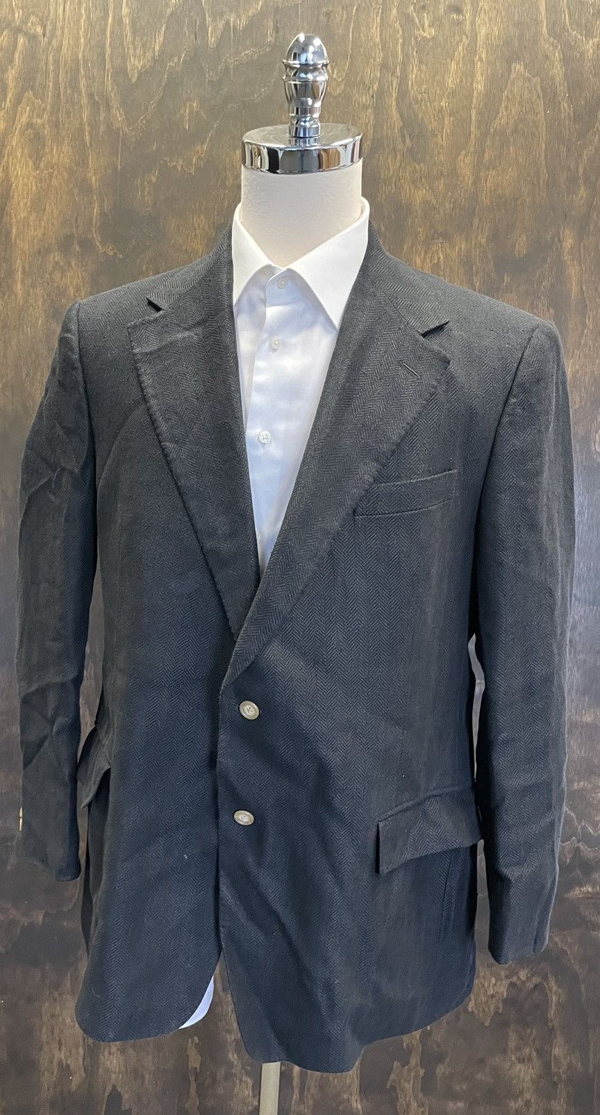 Polo Ralph Lauren × Vintage Vintage Single Breasted Herringbone Jacket Size 46R - 1 Thumbnail