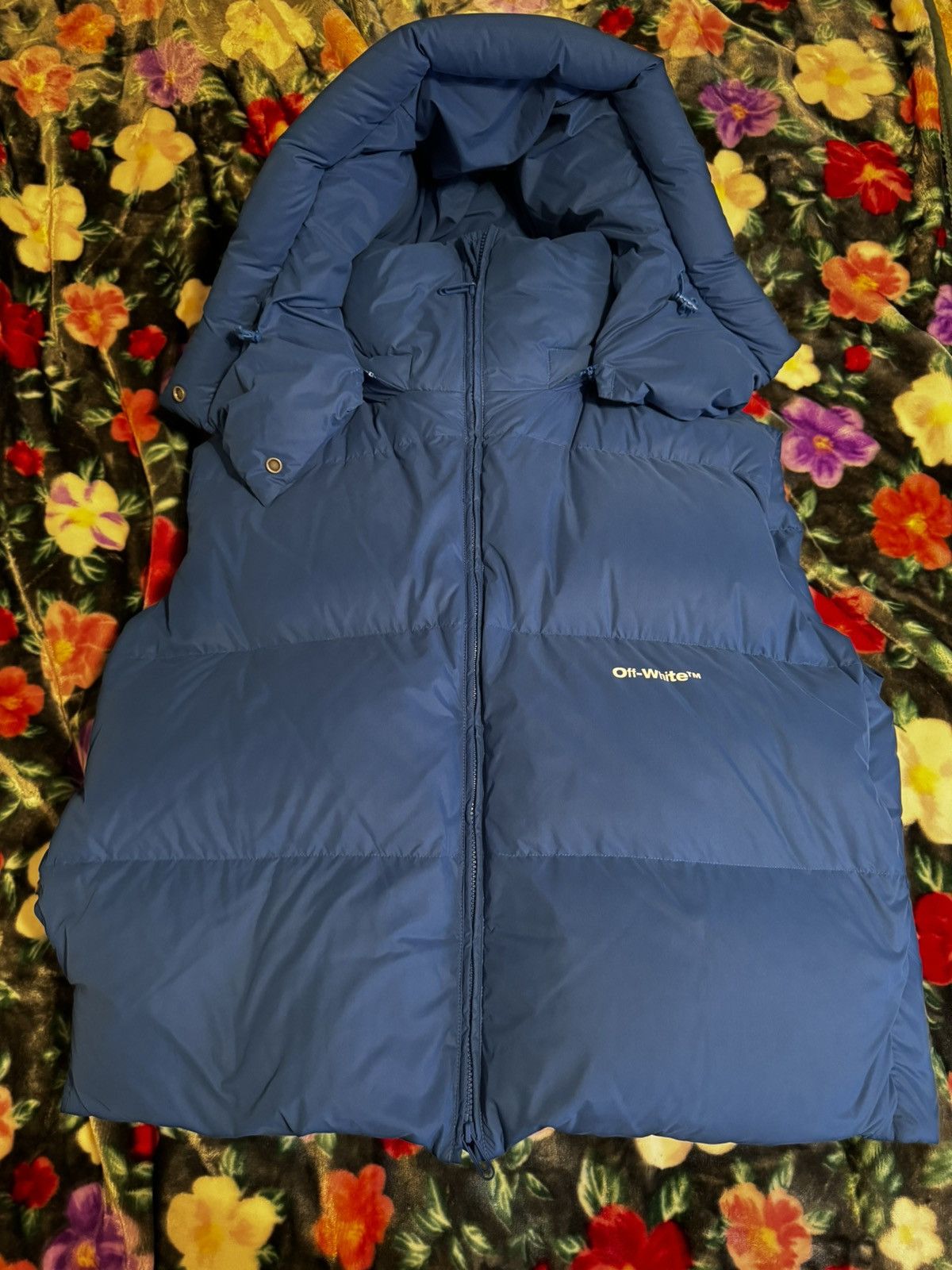 image of Off White Off-White Puffer Vest in Blue, Men's (Size Medium)
