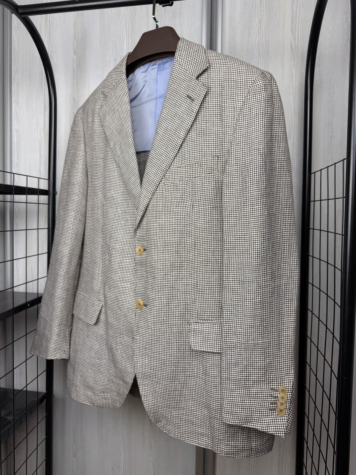Pal Zileri Pal Zileri Concept Hemp Linen houndstooth unlined blazer 56 Size 46R - 5 Thumbnail
