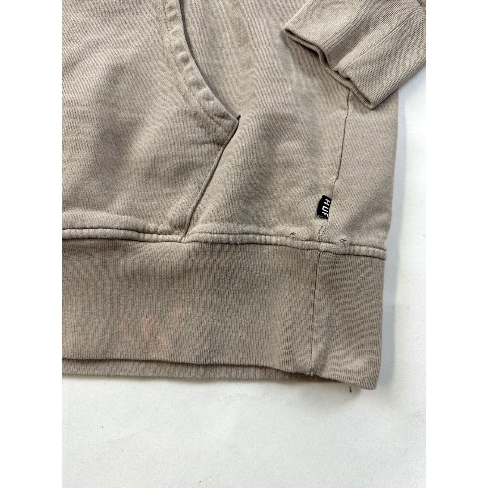 Huf Huf Hoodie Medium Beige Very Distressed Embroidered Men’s Size US M / EU 48-50 / 2 - 2 Thumbnail