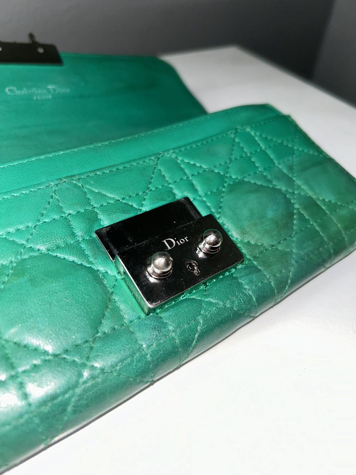 Dior Christian Dior Miss Dior Green Quilted Leather Wallet Size ONE SIZE - 3 Thumbnail