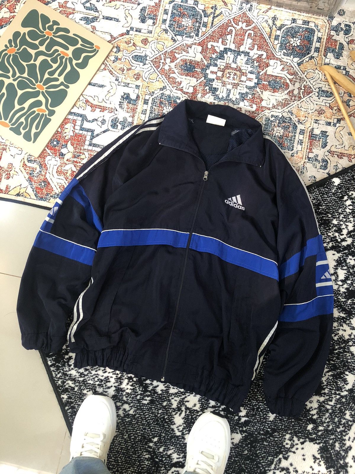 Adidas × Vintage Adidas Windbreaker Big Logo Three Tone Size US XXL / EU 58 / 5 - 6 Thumbnail