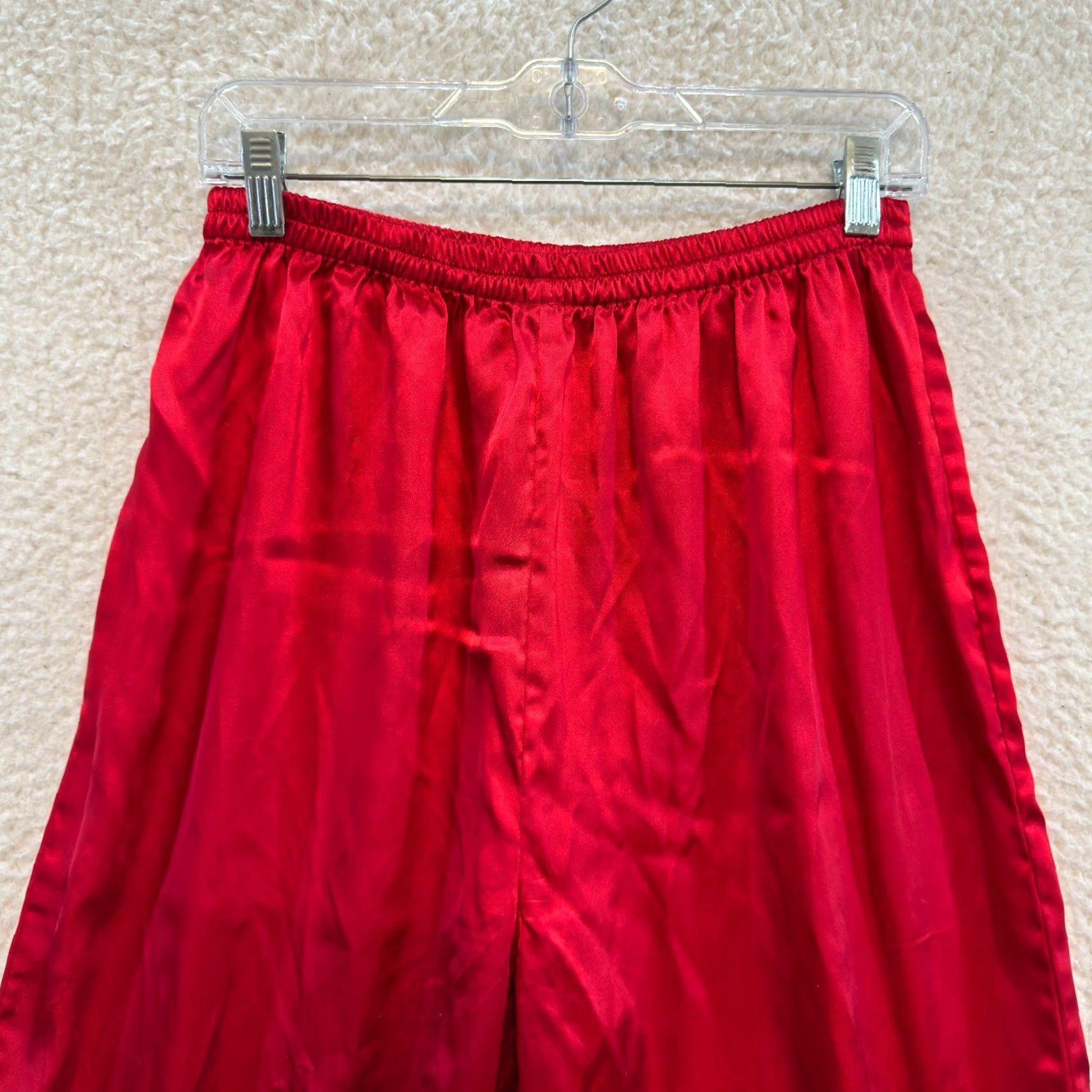Victoria's Secret VINTAGE Victoria's Secret Pajama Pants M Red Satin Gold Label Sleep Lounge Womens Size 32" / US 10 / IT 46 - 3 Thumbnail