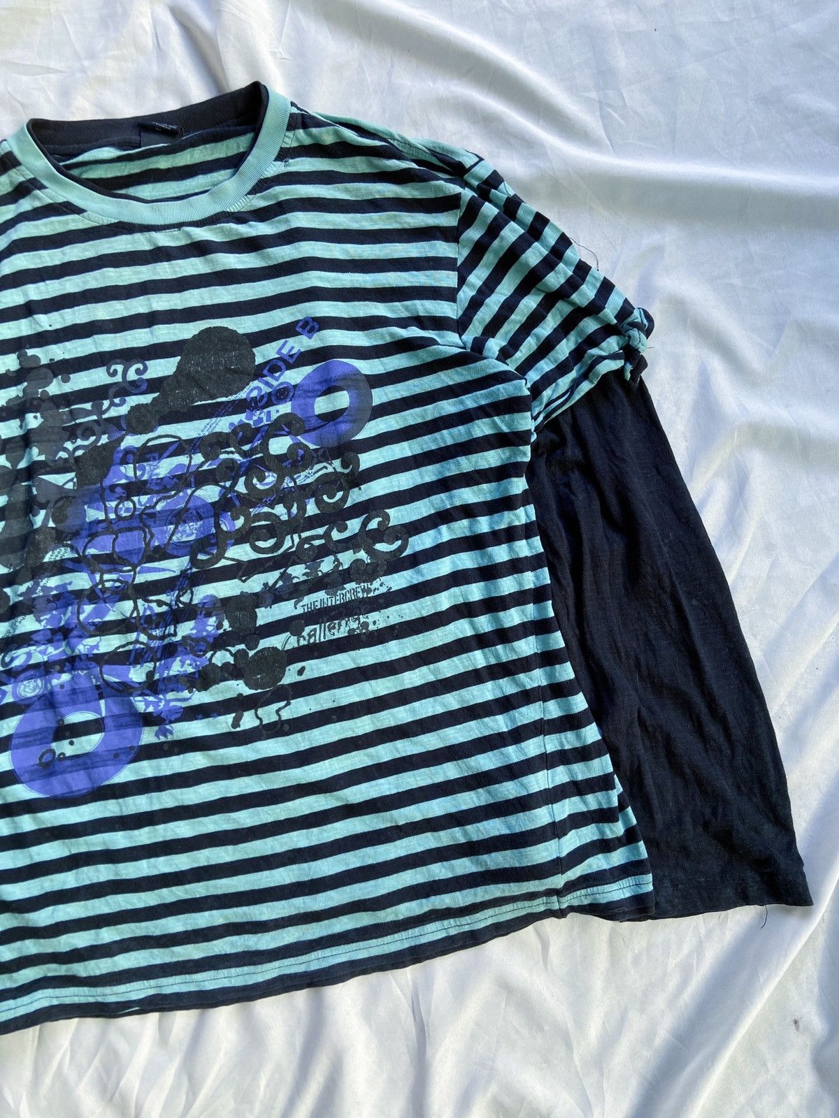 Hysteric Glamour DOUBLE LAYER INTERCREW DISTRESSED STRIPED ART ​LONG SLEEVE Size US L / EU 52-54 / 3 - 4 Thumbnail