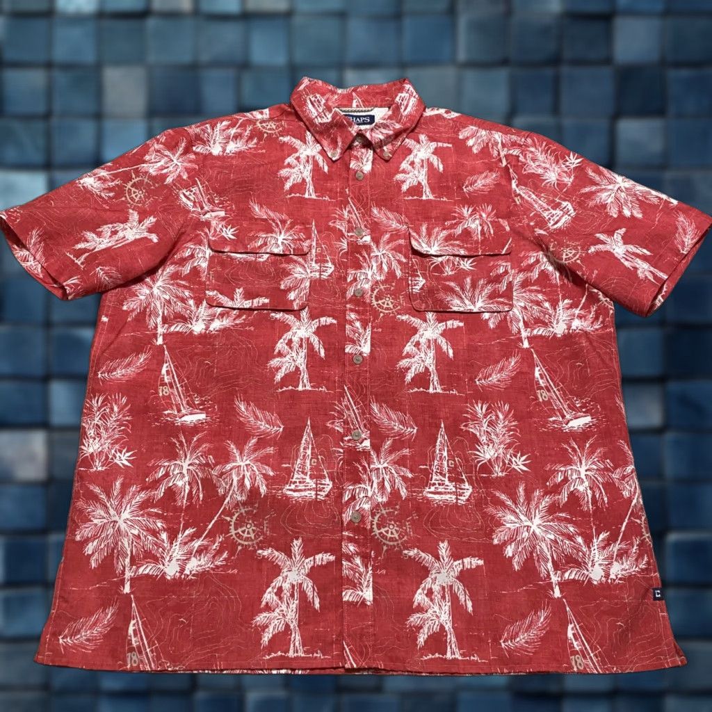 Chaps Chaps Ralph Lauren Shirt Button-Up Floral Red XL Mens Shirt Button-Down Casual Cotton Blend Polyester Size US XL / EU 56 / 4 - 1 Thumbnail
