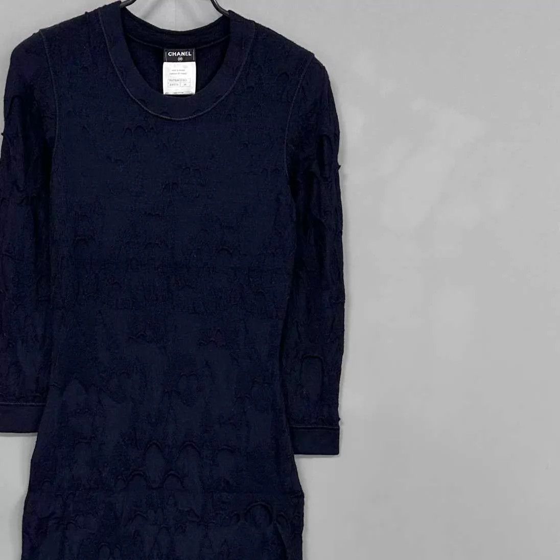Louis Vuitton LV Navy Blue Textured Pleated Dress Size 34 Size XS / US 0-2 / IT 36-38 - 3 Thumbnail