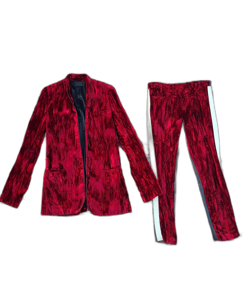 Haider Ackermann Red Velvet Suit Set with Pants Size S / US 4 / IT 40 - 1 Thumbnail