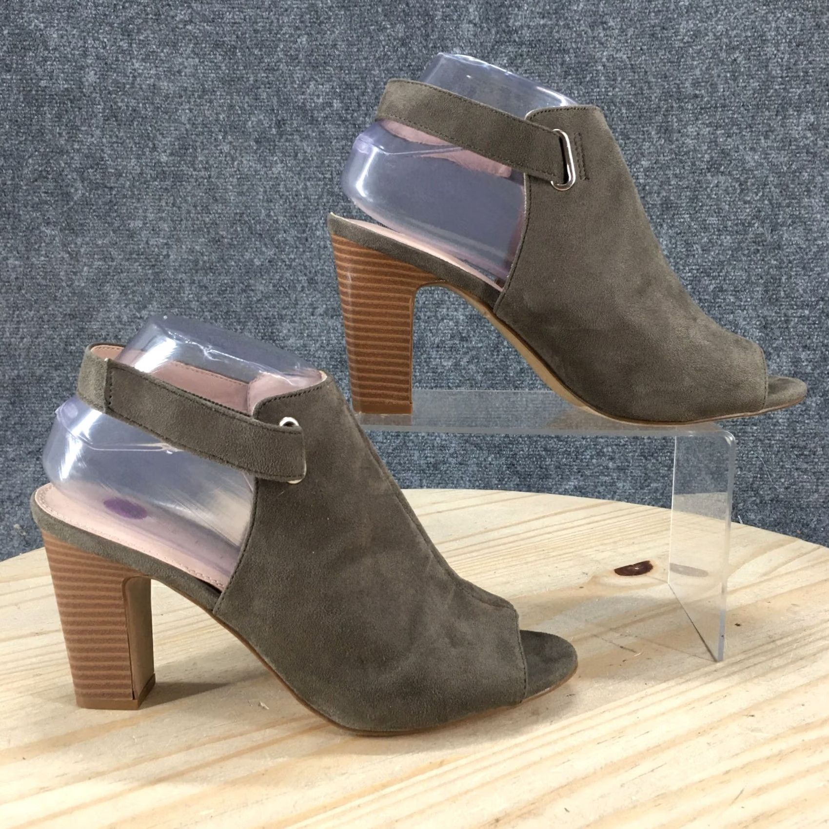 Vintage Kelly & Katie Heels Womens Slingback Green Peep Toe Block High Heel Shoes 8 US Black? Green Size US 6 / IT 36 - 2 Thumbnail