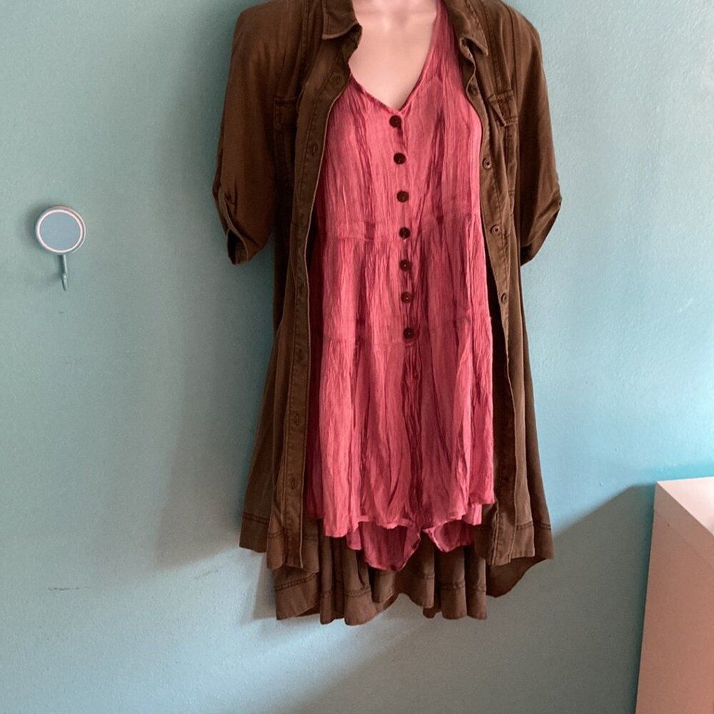 Anthropologie Anthropologie "Visit Mariona" Holding Horses Green Tencel Dr Size L / US 10 / IT 46 - 14 Thumbnail