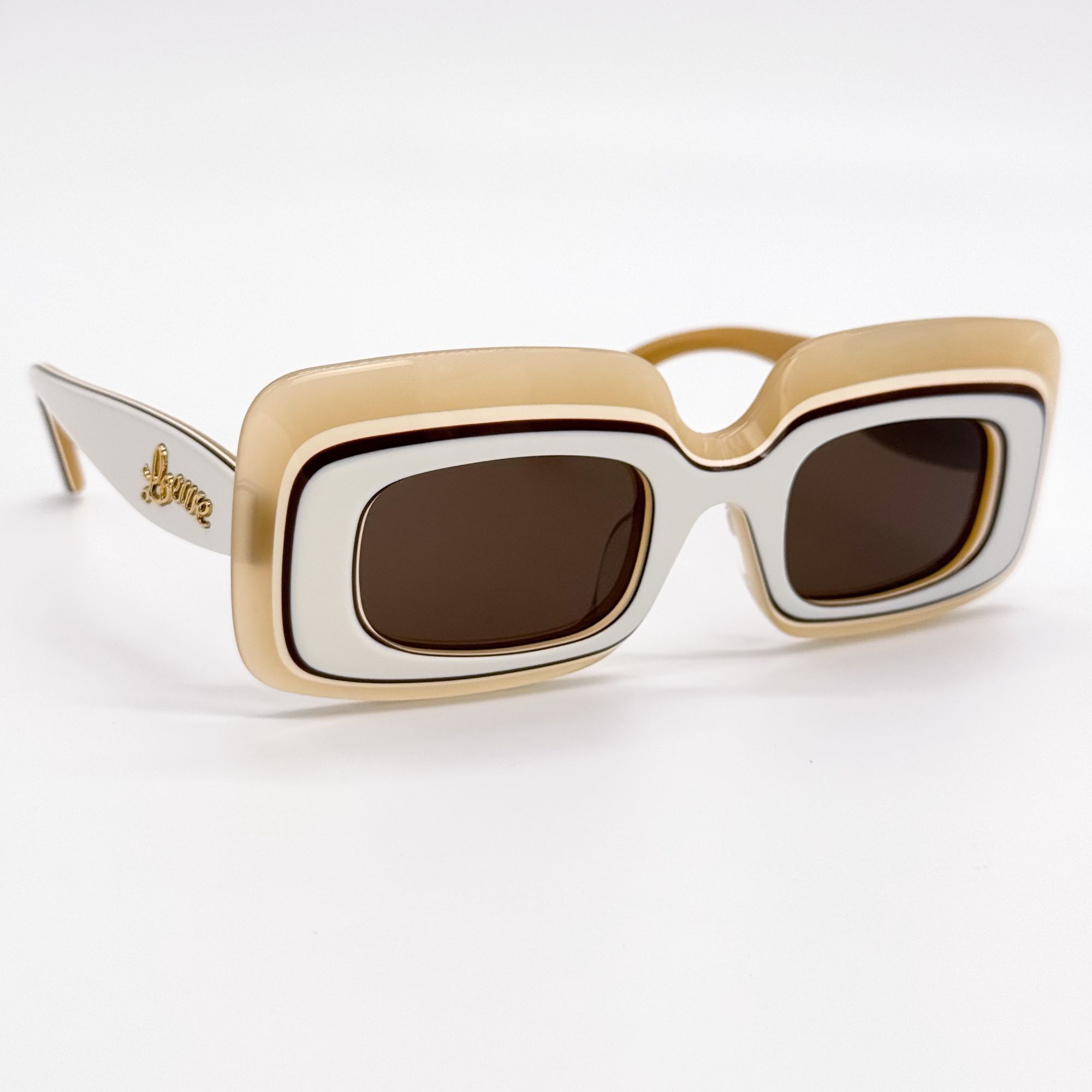 NEW LW40139U 25E, LOEWE SUNGLASSES SQUARE WHITE CREAM EYEWEA