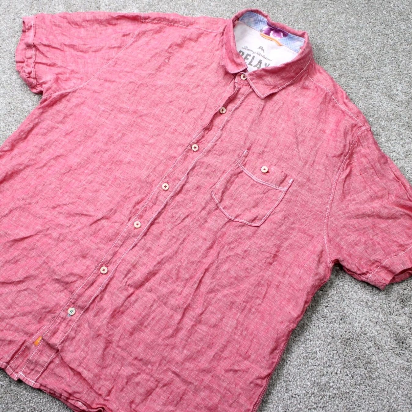 Tommy Bahama Tommy Bahama Shirt Mens 2XL Red Linen Short Sleeve Button-Up Casual Beach Shirt Size US XXL / EU 58 / 5 - 3 Thumbnail