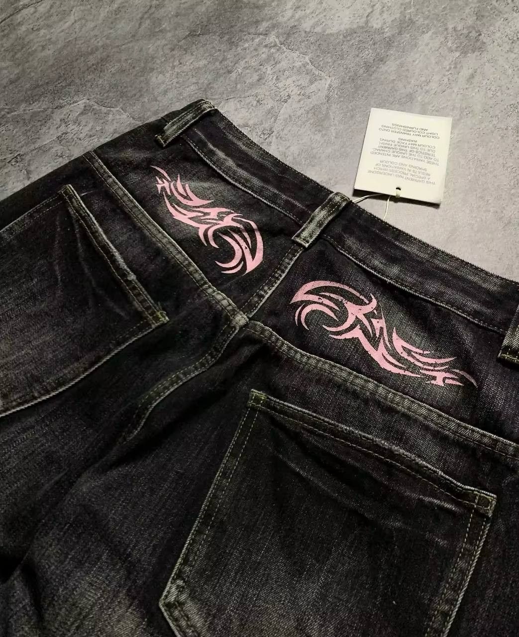 Japanese Brand × Vintage baggy jeans with a geometric pattern. Size 30" / US 8 / IT 44 - 3 Thumbnail
