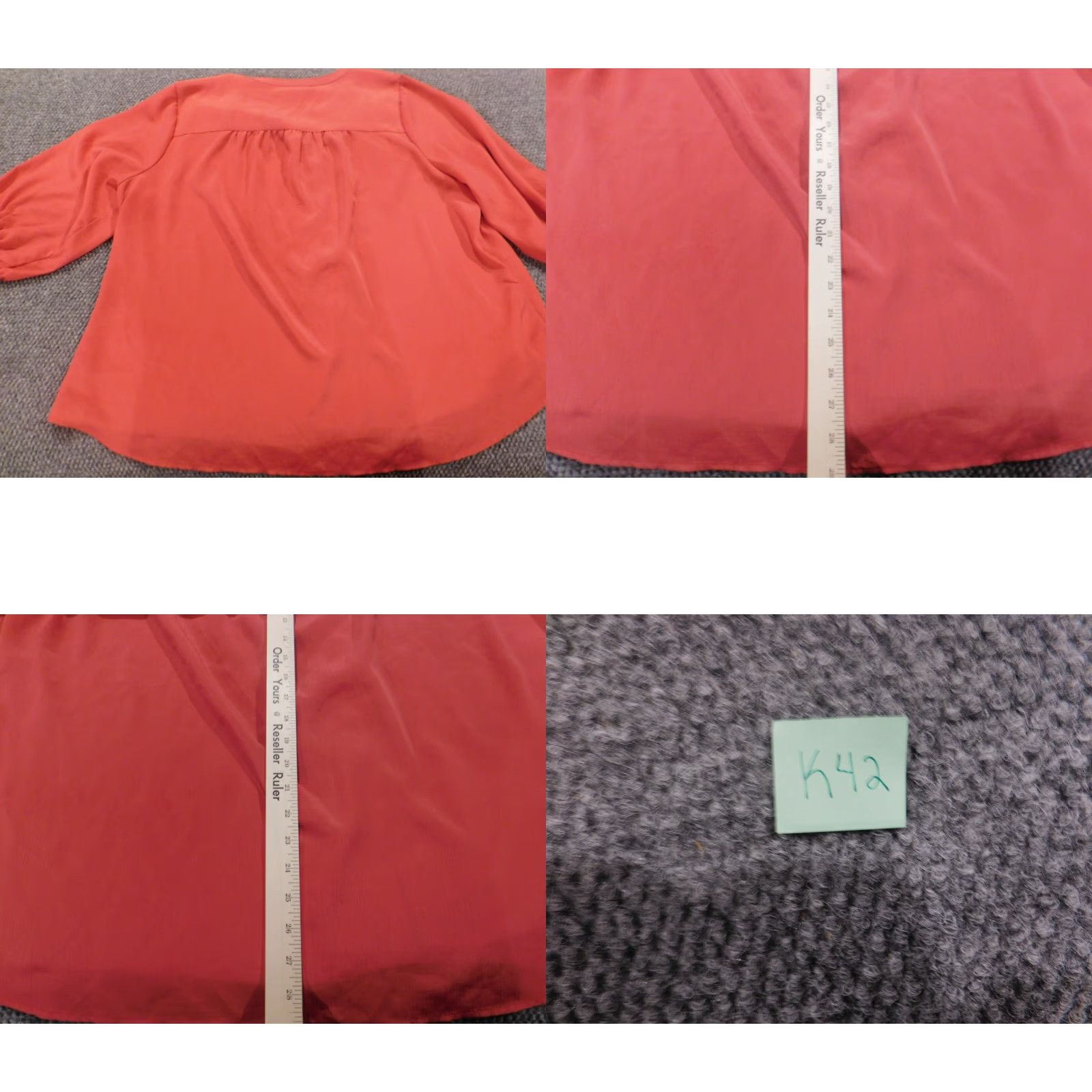 Vintage Investments Blouse 3X Plus Women Red Round Neck Pullover Polyester Long Sleeve Casual Sleeve Stretch Basic Rose Vintage No Size XXL / US 16-18 / IT 52-54 - 8 Thumbnail