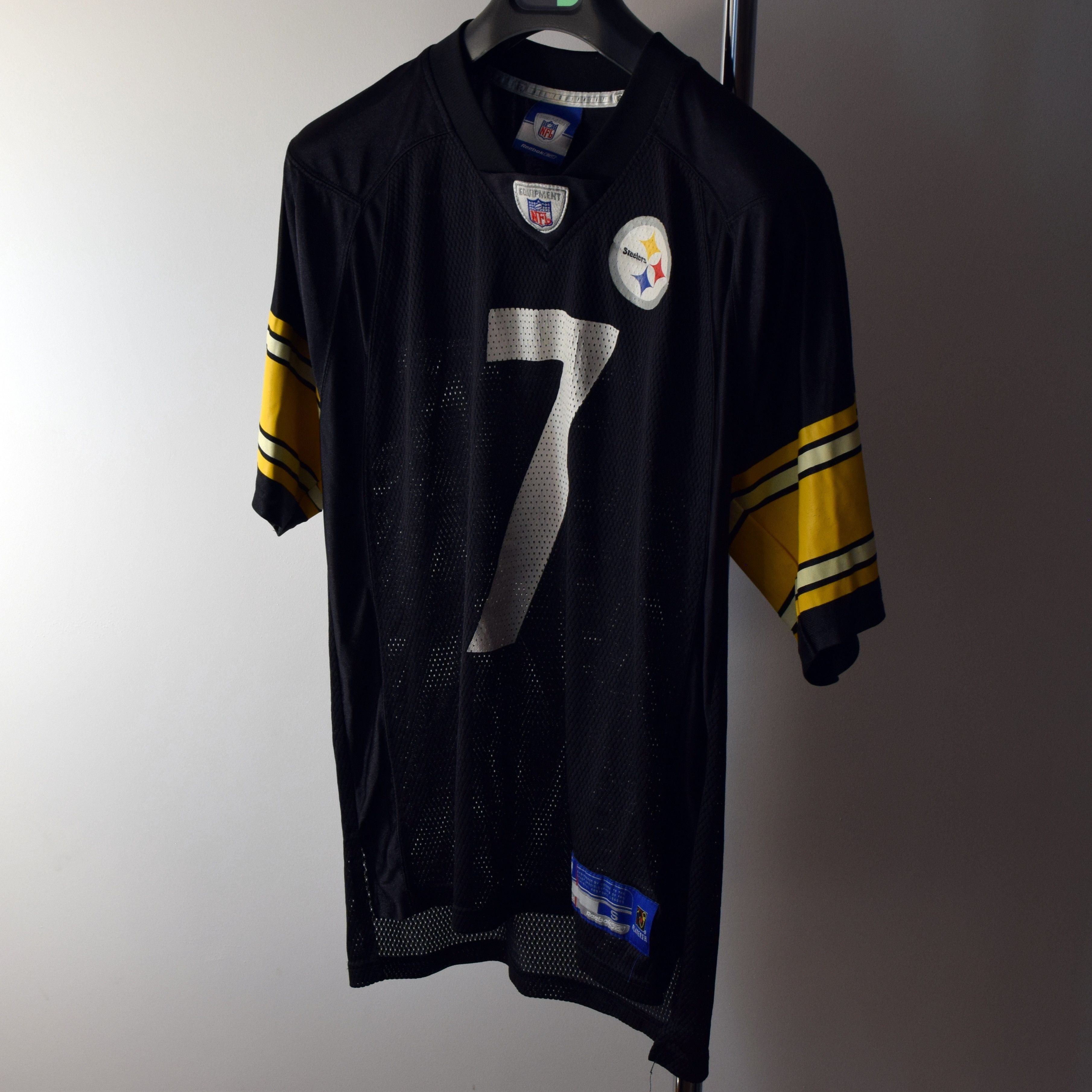 VTG Reebok NFL Pittsburgh Steelers Ben Roethlisberger #7 Black Jersey Mens  S