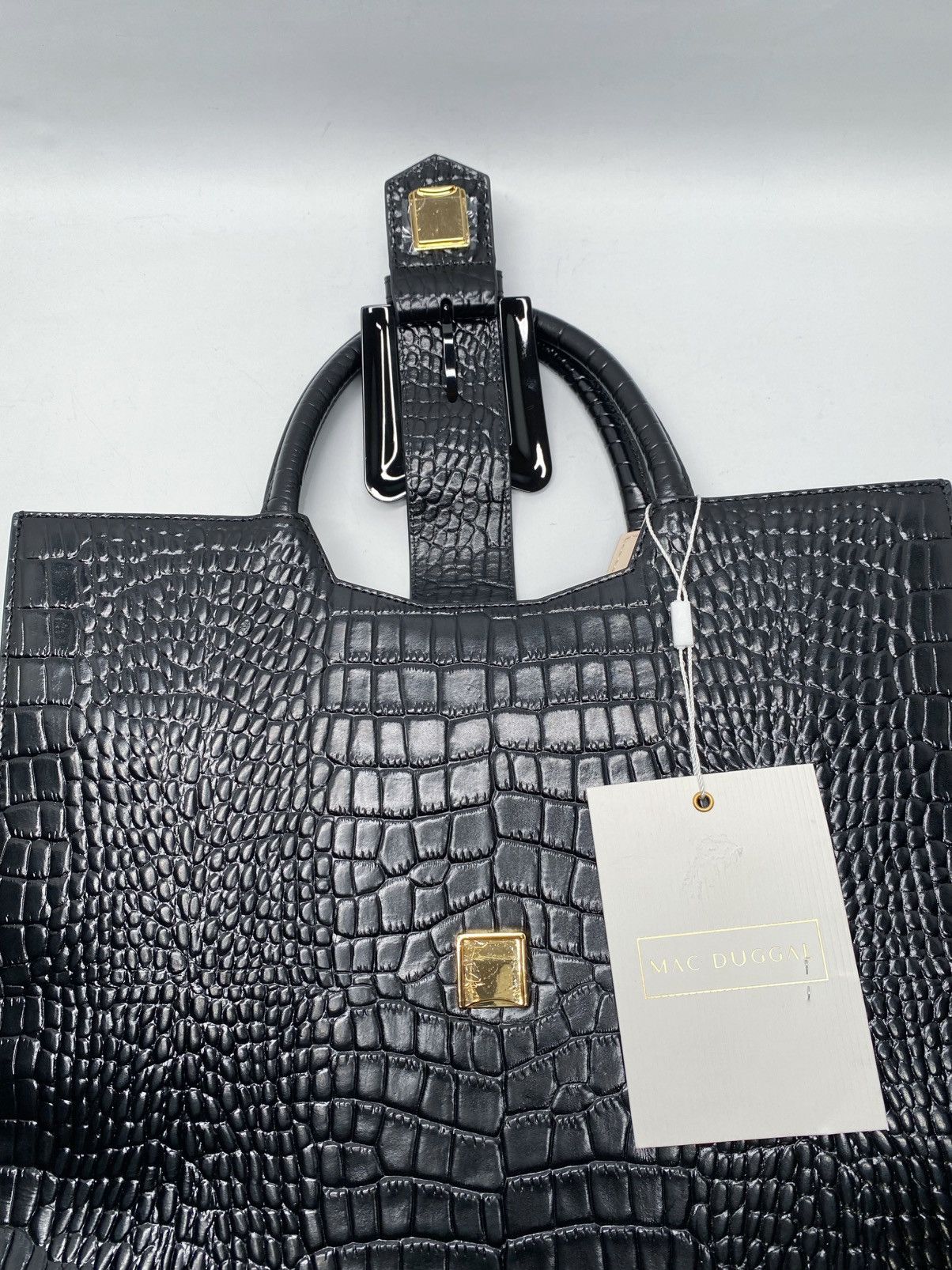 Mac Duggal Mac Duggal Croco Leather Buckle Detail Maxi Tote Bag Size ONE SIZE - 12 Thumbnail
