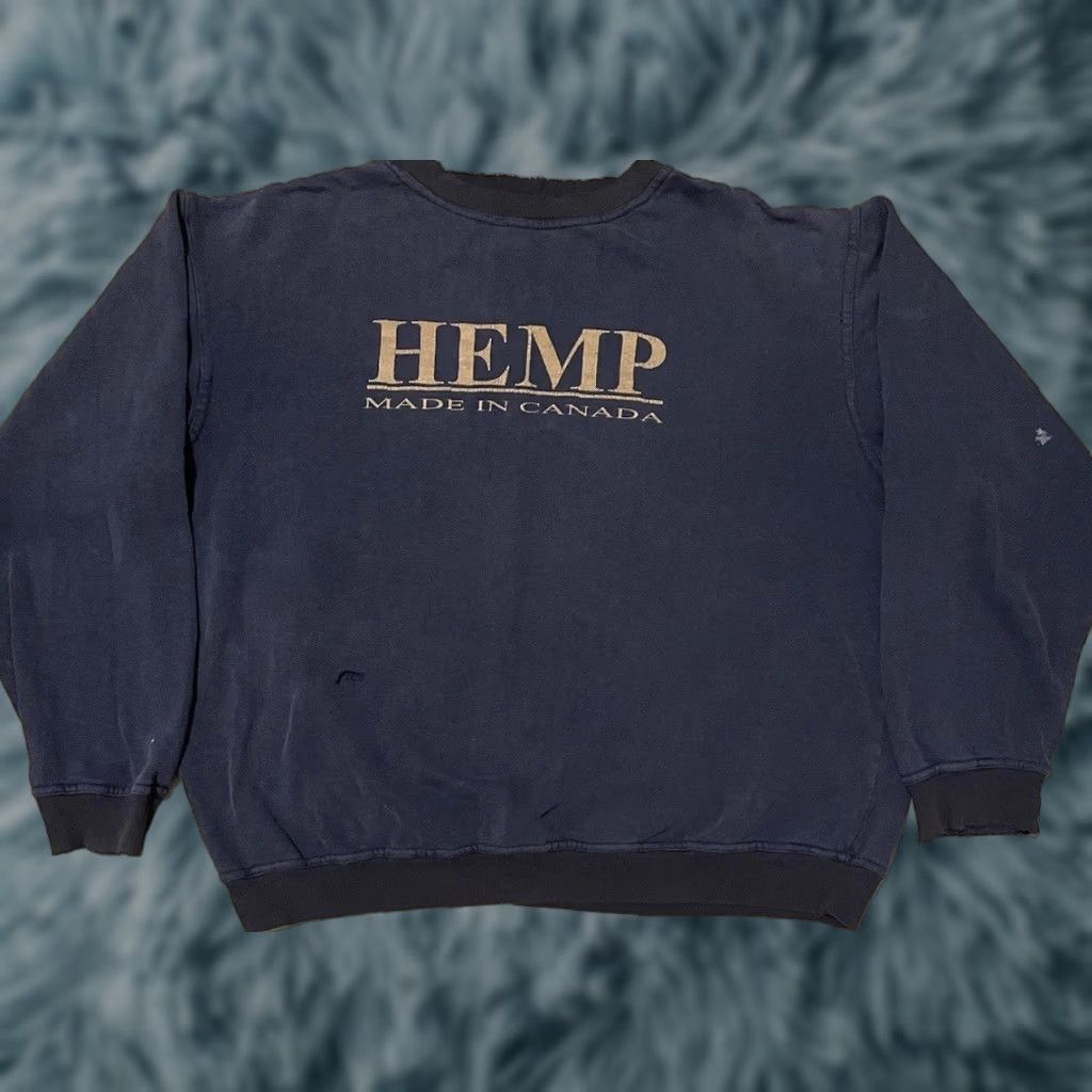 Thrasher Vtg 90s Hemp Canada Faded Distressed Boxy Sweatshirt L Blue Thrashed Men Sweatshirt 90s Cannabis Grunge Skate Size US L / EU 52-54 / 3 - 1 Thumbnail