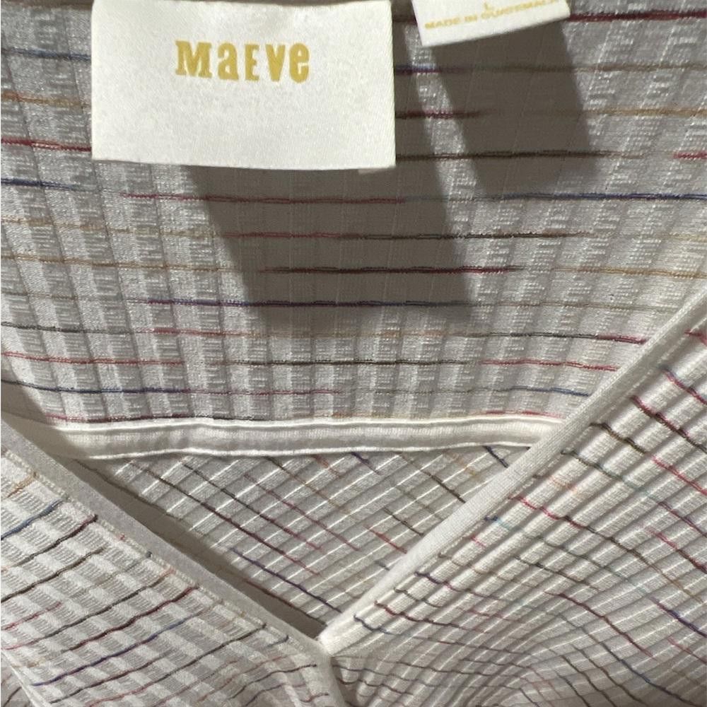 Marvel Comics Maeve By Anthropologie White Rainbow Stripe Leila Faux Wrap Size L / US 10 / IT 46 - 3 Thumbnail
