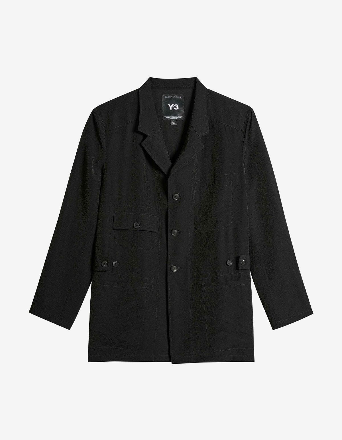 Y-3 Black Crinkle Viscose Chore Coat