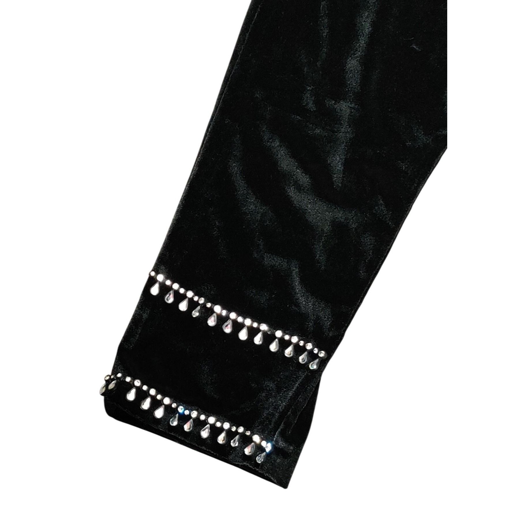 Other Womens Small Pants Black Velour Rhinestone Trim Stretch Pull Size 26" / US 2 / IT 38 - 4 Thumbnail