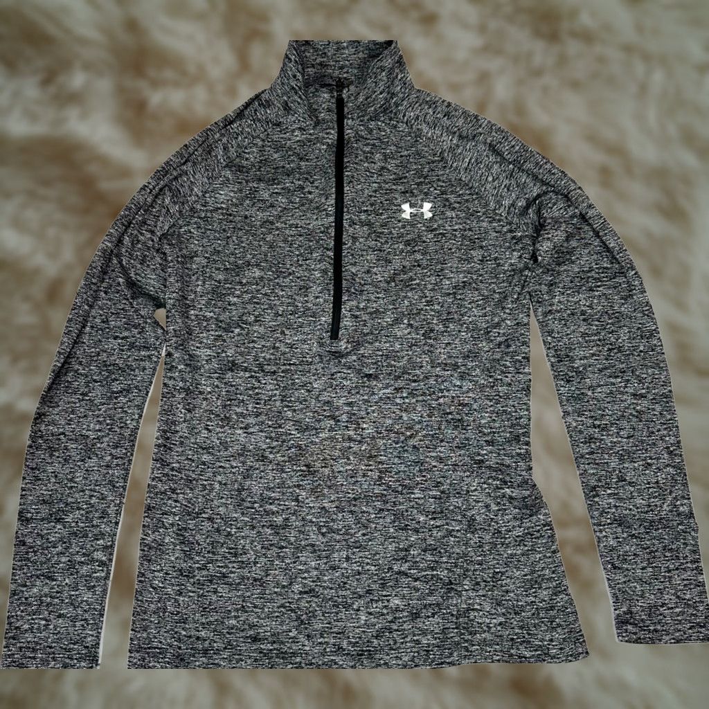 Under Armour Under Armour Womens 1/2 Zip Long Sleeve Athletic Top Sz Small Gray Loose Fit Size S / US 4 / IT 40 - 1 Thumbnail