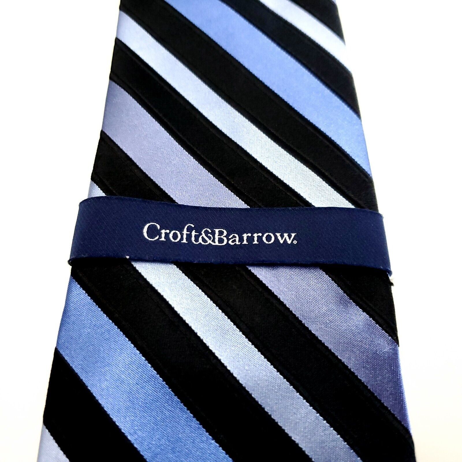 Croft & Barrow NEW Croft & Barrow Woven Blue Striped Silk Tie Size ONE SIZE - 2 Thumbnail
