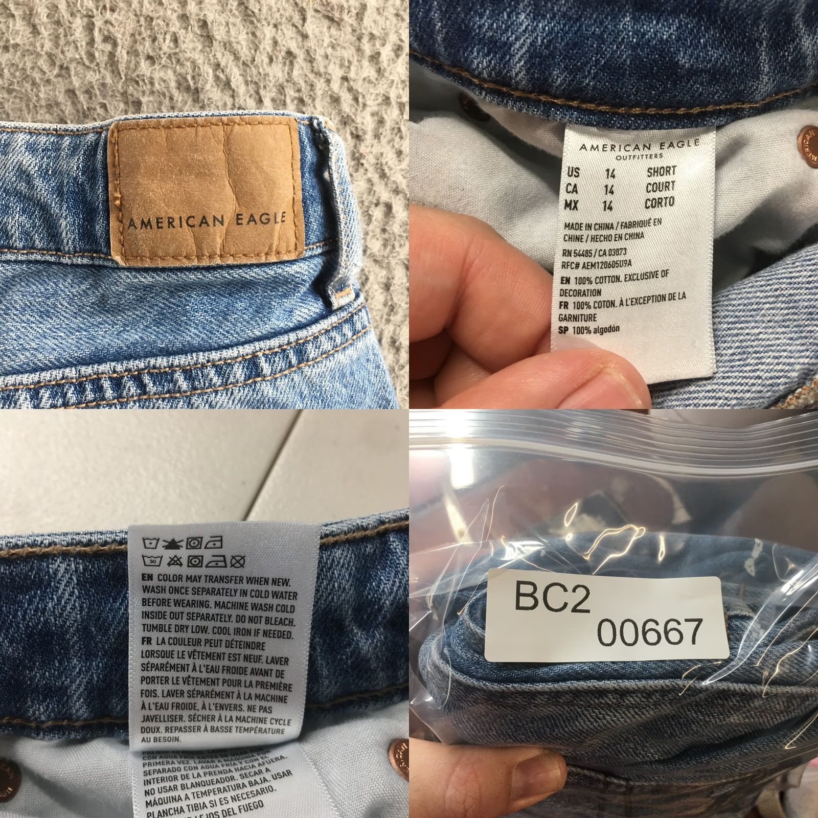 American Eagle Outfitters American Eagle Jeans Womens 14 Short Straight Blue Denim Zip Fly Distressed 90s Size 36" / US 14 / IT 50 - 10 Thumbnail