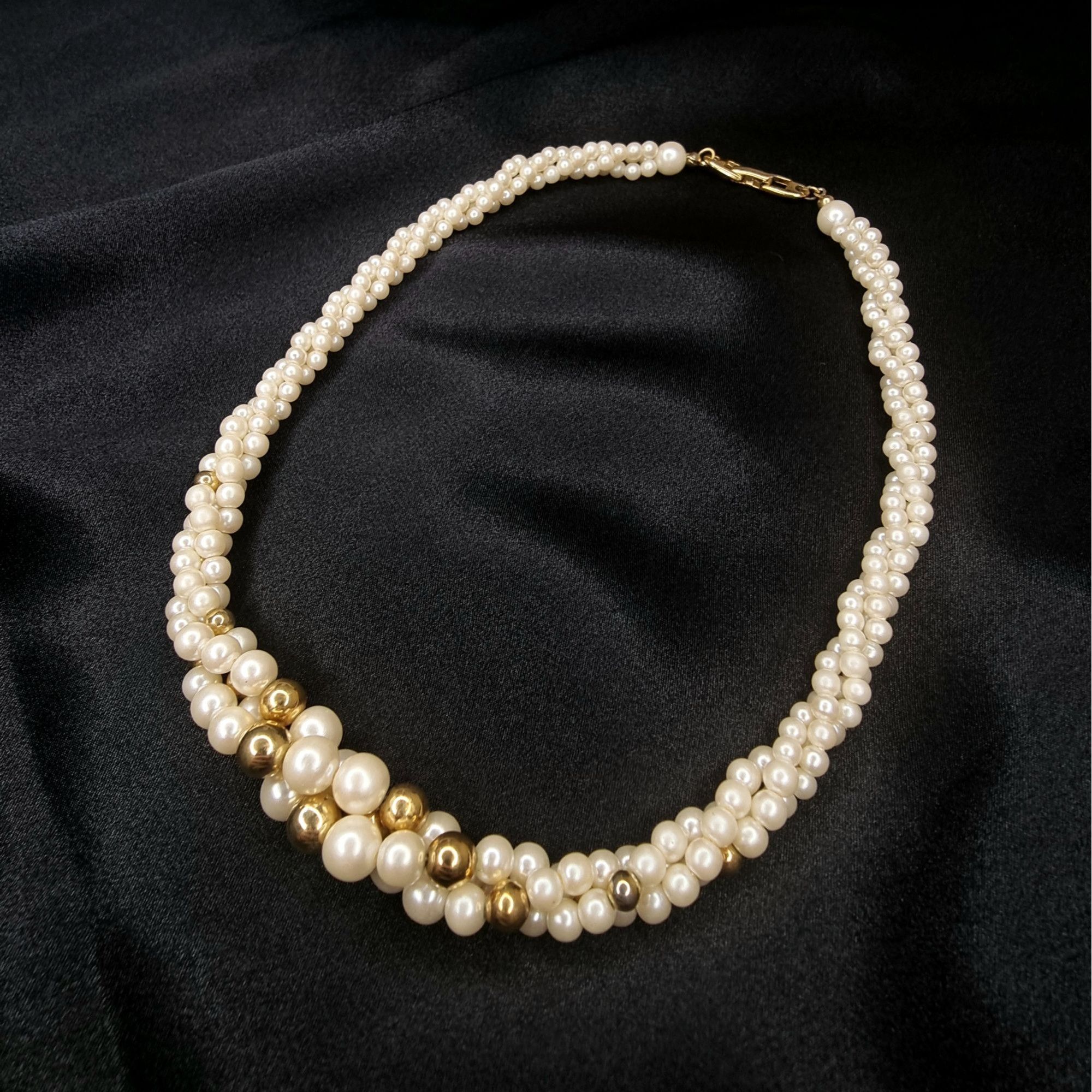 Vintage Vintage Napier Double-Strand Faux Pearl & Gold-Tone Beaded N Size ONE SIZE - 2 Thumbnail
