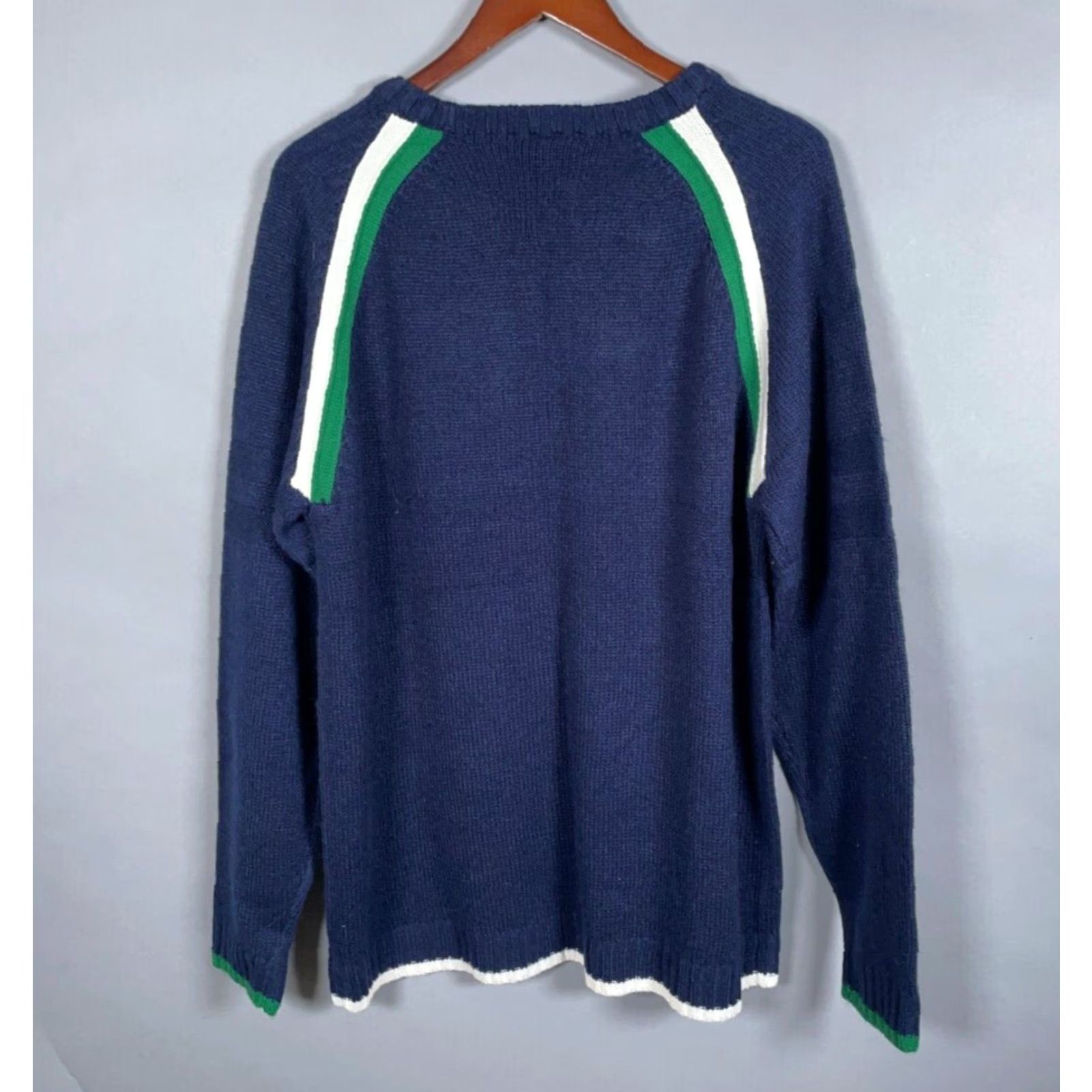 Vintage VINTAGE Ferruche Y2K Sweater Men Large Casual Chunky-Knit Crew Neck 90s Retro Dark Blue Green Emery Skater Emo Size US L / EU 52-54 / 3 - 2 Thumbnail